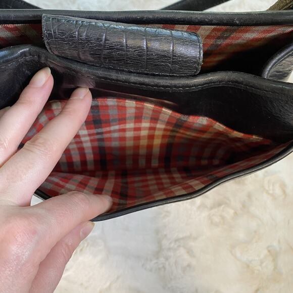 Brighton Black Crocodile Leather Handbag Medium Shoulder Bag Silver Hardware‎ - Picture 6 of 16